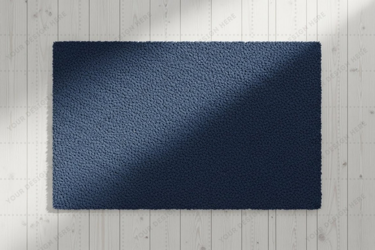 Modern navy blue doormat mockup design