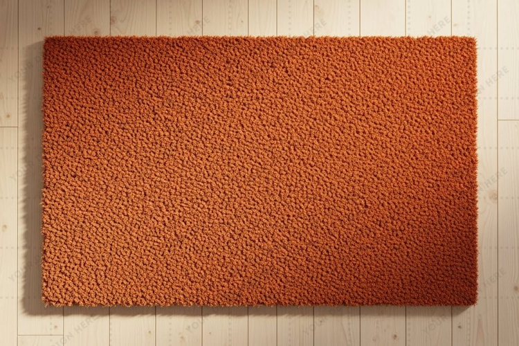 Cozy orange doormat mockup design