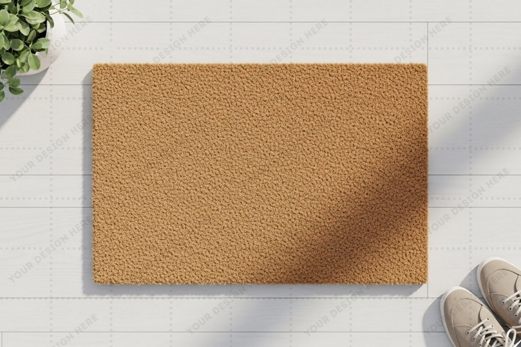 Natural fiber doormat mockup