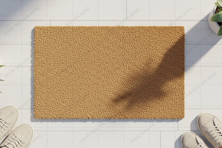Natural coir doormat mockup design