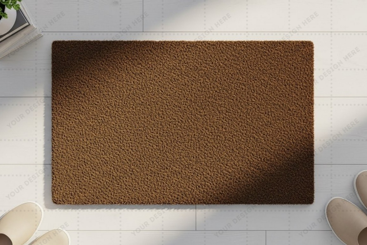 Natural jute doormat mockup