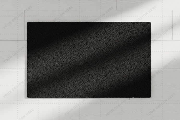 Modern black doormat mockup