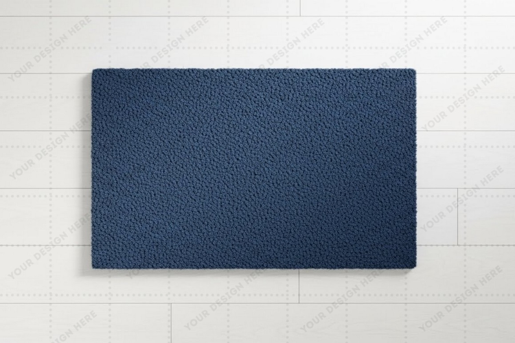 Modern navy blue doormat mockup