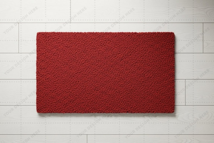 Vibrant red doormat mockup design