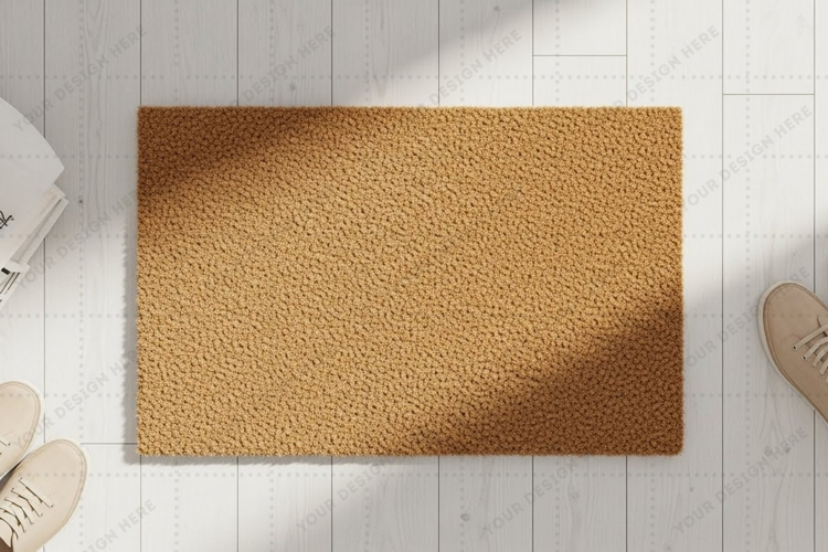 Natural jute doormat mockup design
