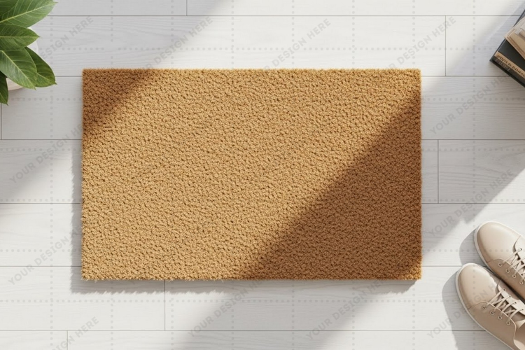 Natural coir doormat mockup
