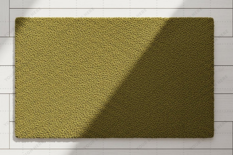 Modern green doormat mockup design