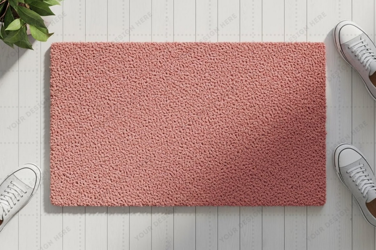 Elegant pink doormat mockup design