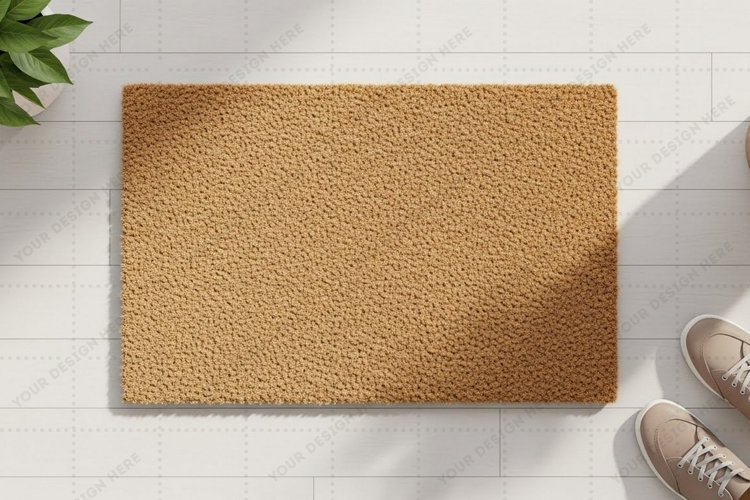 Natural fiber doormat mockup