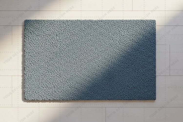 Modern blue doormat mockup design