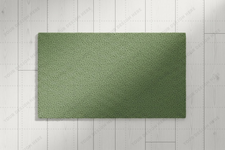 Modern green doormat mockup design