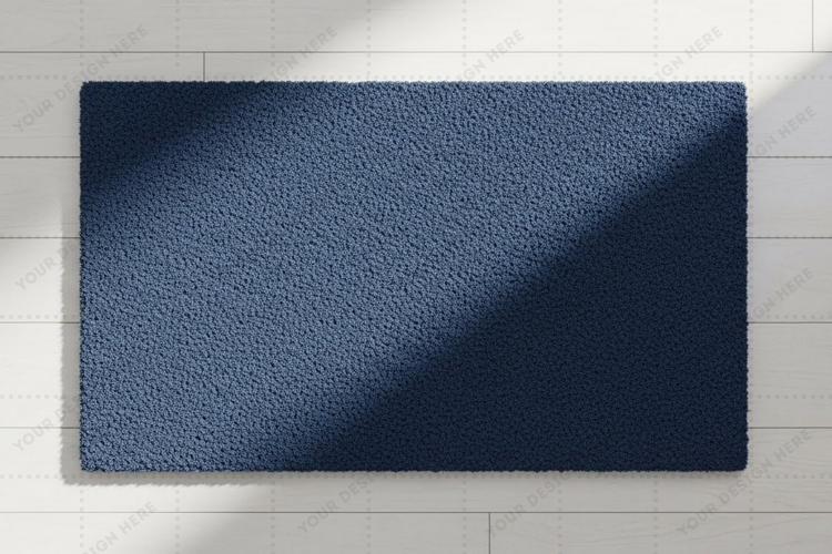 Modern navy blue doormat mockup design