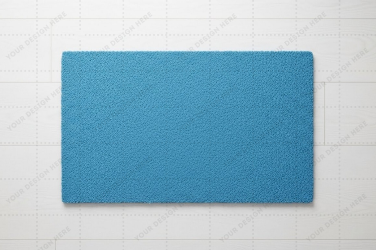 Modern blue doormat mockup design