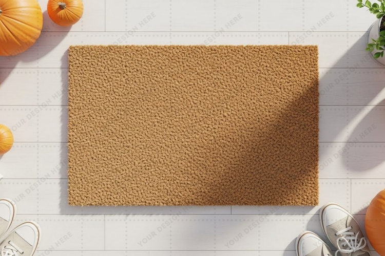 Natural fiber doormat mockup design