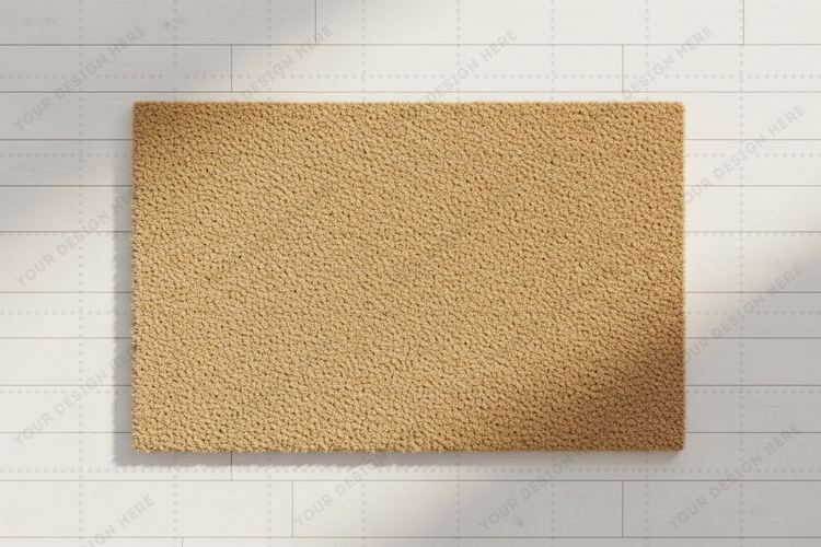 Natural jute doormat mockup design