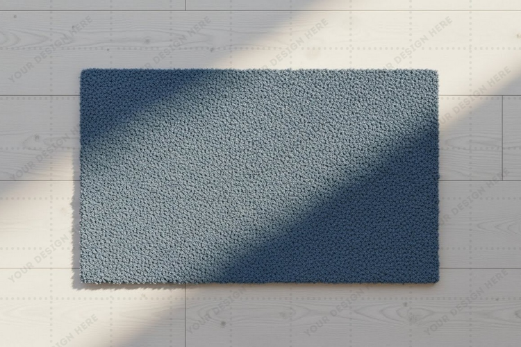 Modern blue doormat mockup design