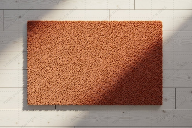 Modern orange doormat mockup design