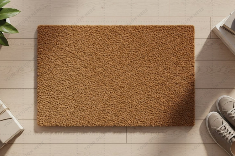 Natural coir doormat mockup design
