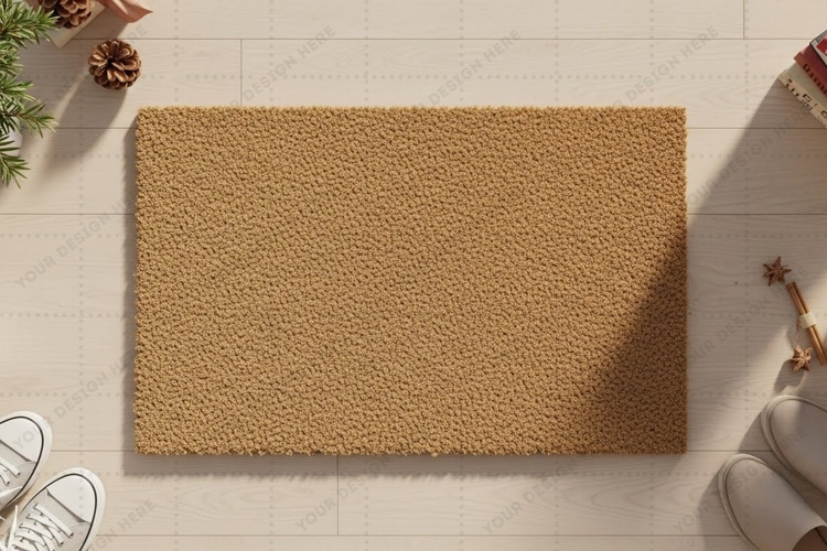 Natural jute doormat mockup
