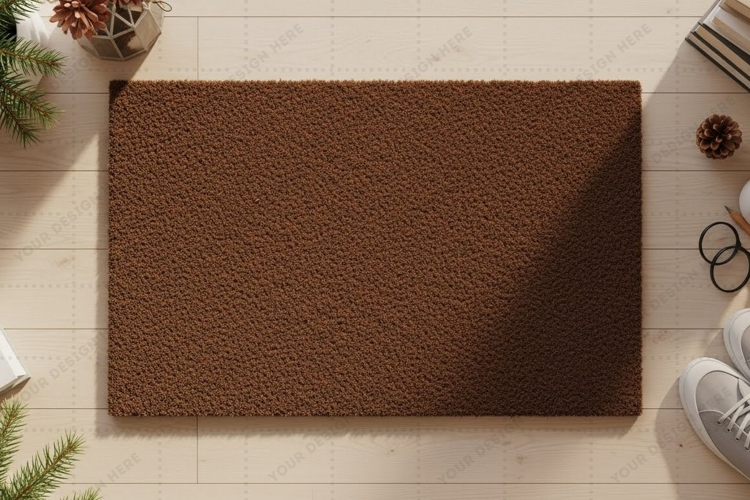 Natural fiber doormat mockup design