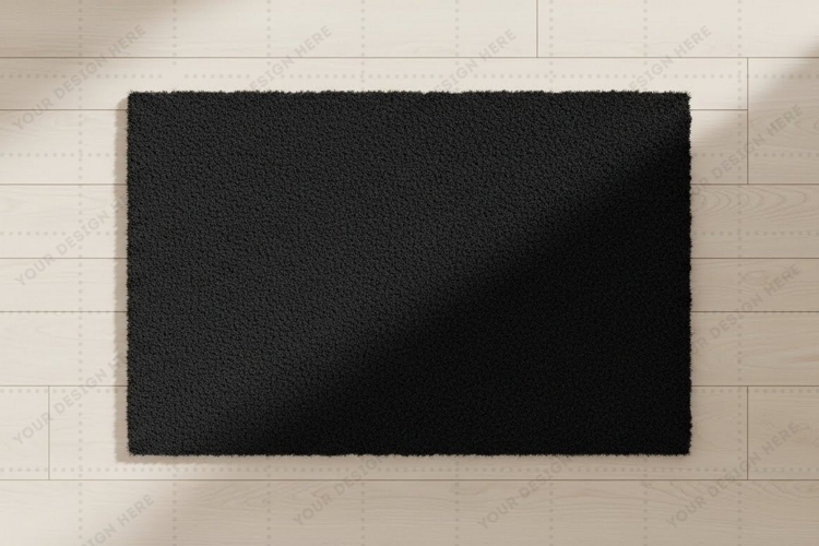 Modern black doormat mockup design
