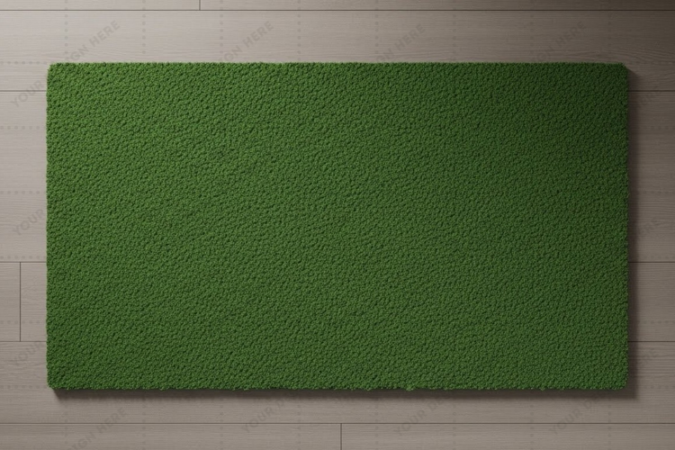 Bright green doormat mockup design