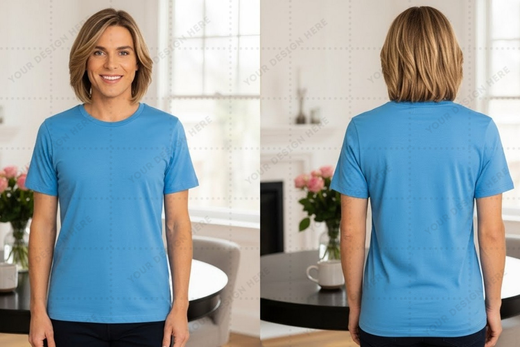 Women's blue T-shirt Mockup Design