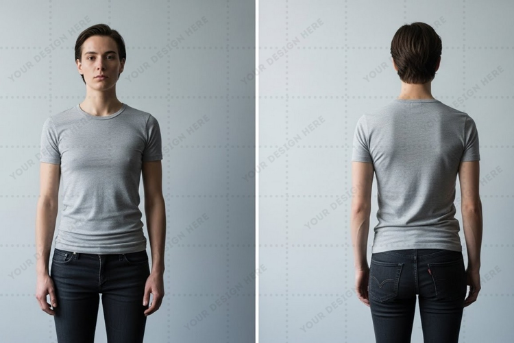 Women's grey T-shirt Mockup Design