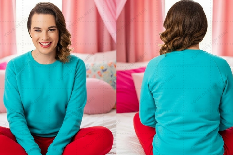 Turquoise long sleeve T-shirt Mockup Design