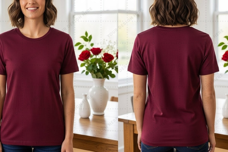 Burgundy T-shirt Mockup Design