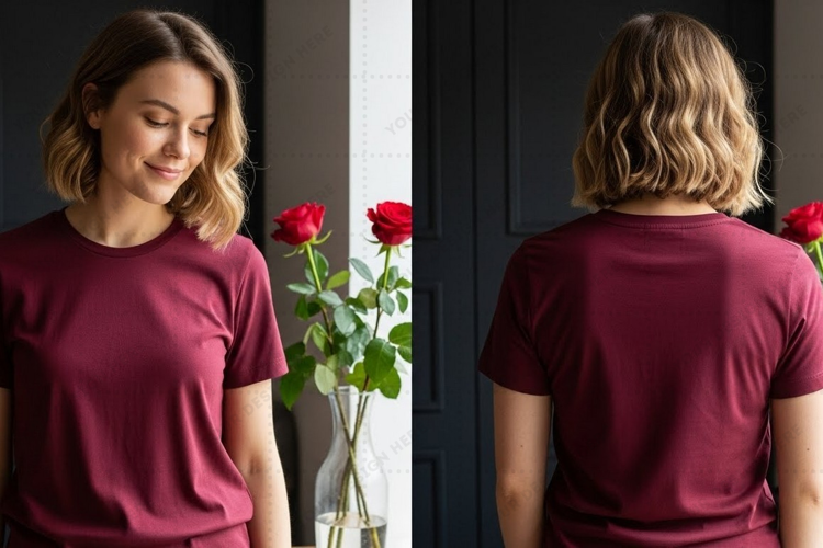Maroon T-shirt Mockup Design