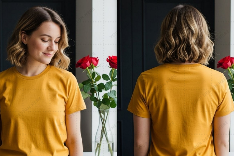 Mustard yellow T-shirt Mockup Design
