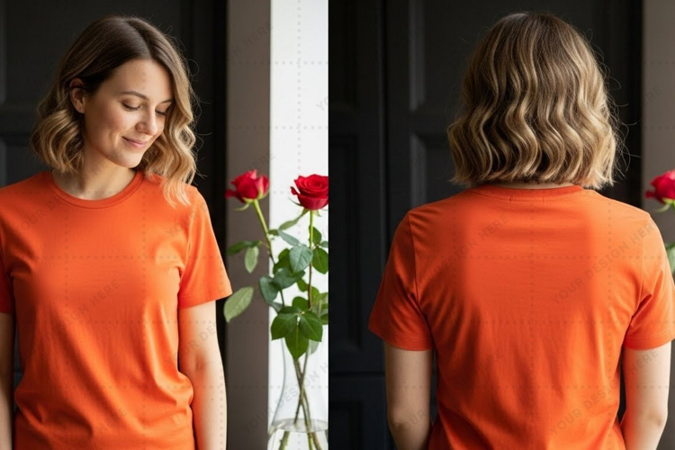Bright orange T-shirt Mockup Design