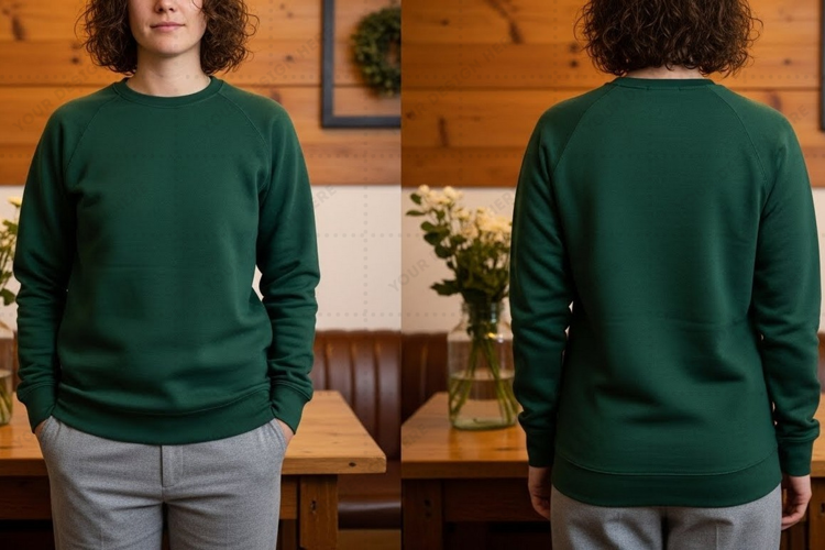 Green long-sleeve T-shirt Mockup Design