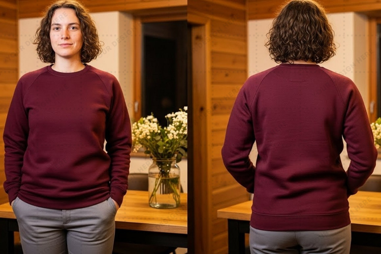 Maroon long sleeve T-shirt Mockup Design