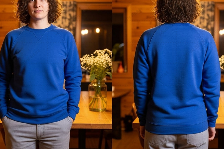 Blue long sleeve T-shirt Mockup Design