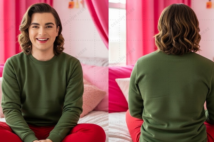 Green long sleeve T-shirt Mockup Design
