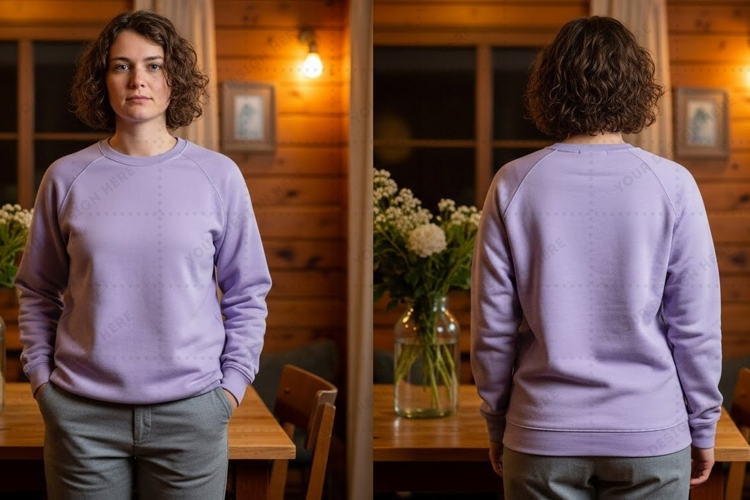 Lavender long-sleeve T-shirt Mockup Design