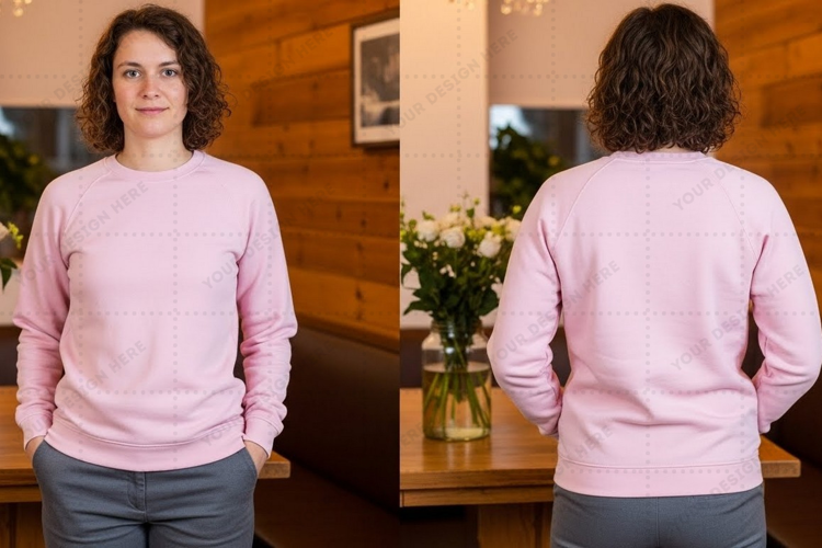 Pink long-sleeve T-shirt Mockup Design