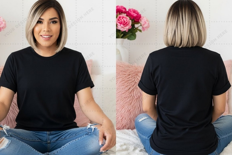 Black Tshirt Mockup Image 2