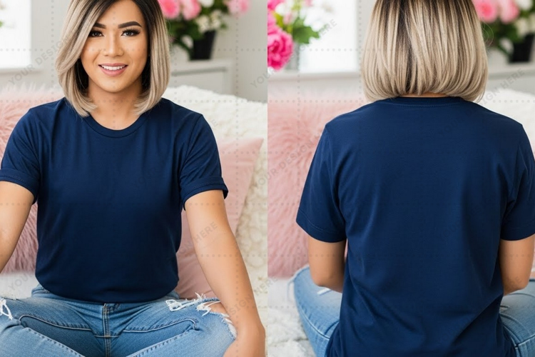 Navy blue T-shirt Mockup Design