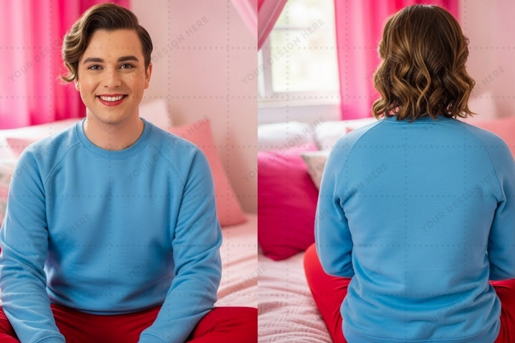 Light blue casual T-shirt Mockup Design