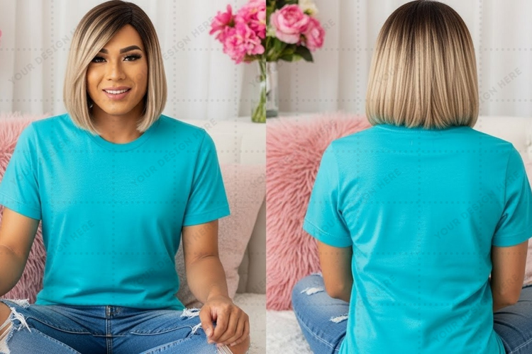 Turquoise T-shirt Mockup Design