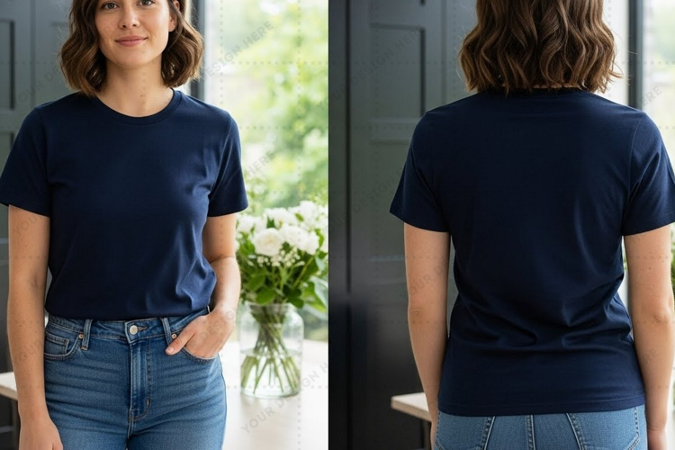 Navy blue T-shirt Mockup Design