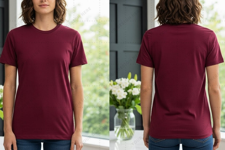Maroon T-shirt Mockup Design