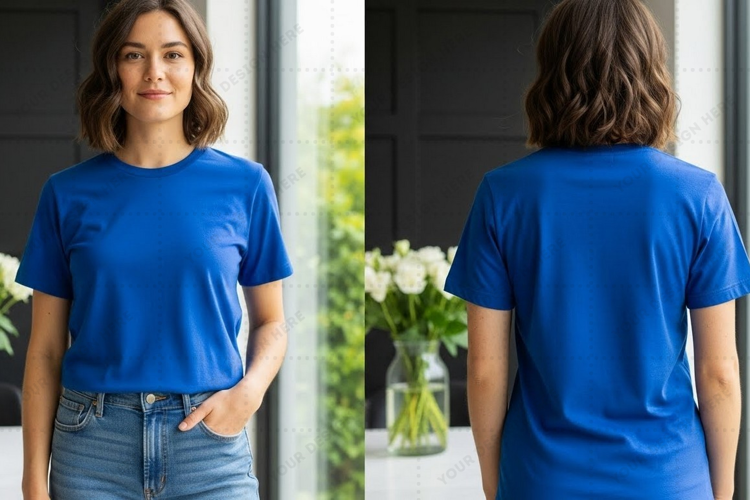 Solid blue T-shirt Mockup Design