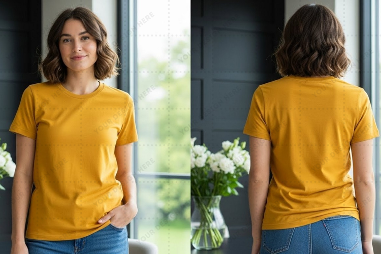 Mustard yellow T-shirt Mockup Design