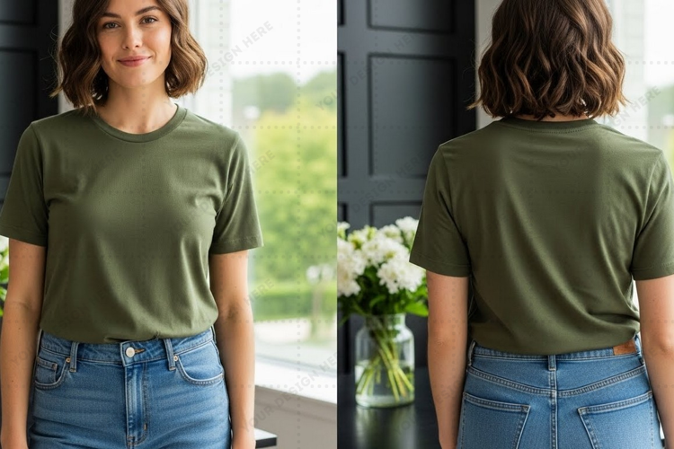 Olive green T-shirt Mockup Design