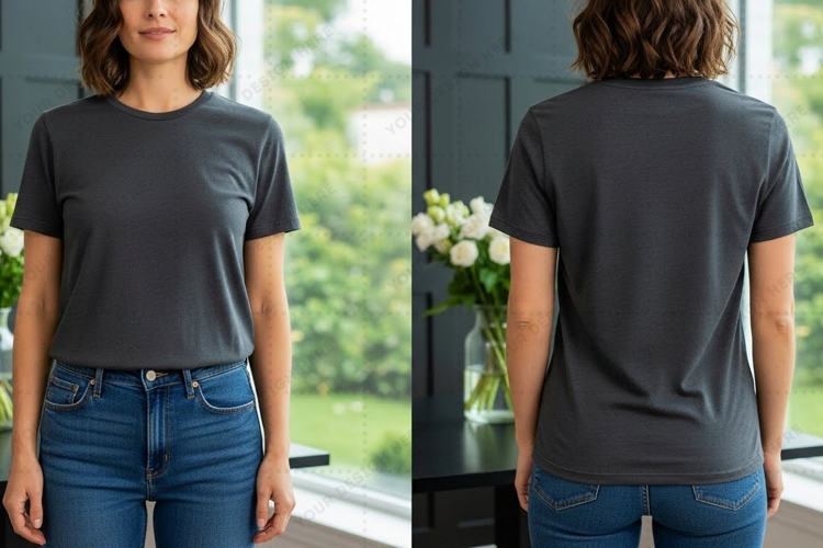 Women's classic gray T-shirt Mockup Design