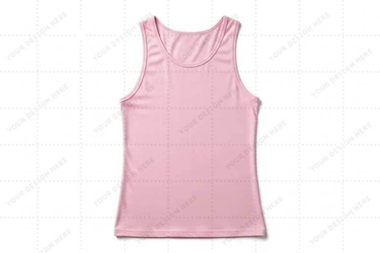 Pink sleeveless T-shirt Mockup Design example image 1